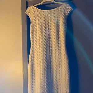 New York & Company White Cable Knit Midi Dress